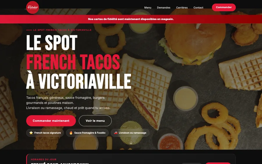 Vraie capture publique de la page d’accueil Foodéo
